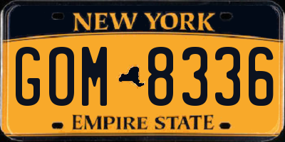 NY license plate GOM8336