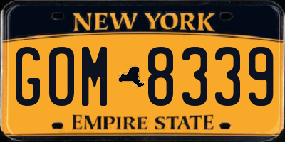 NY license plate GOM8339