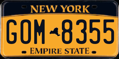 NY license plate GOM8355
