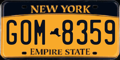 NY license plate GOM8359