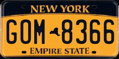 NY license plate GOM8366