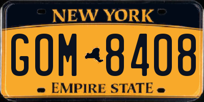 NY license plate GOM8408