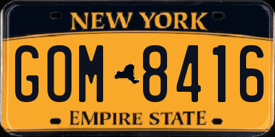 NY license plate GOM8416