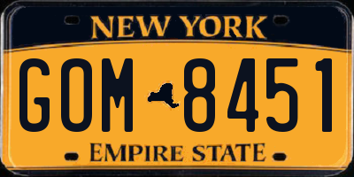 NY license plate GOM8451