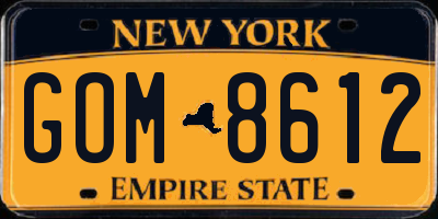 NY license plate GOM8612
