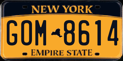 NY license plate GOM8614