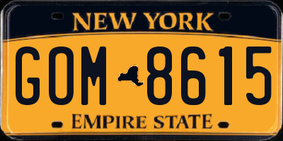 NY license plate GOM8615