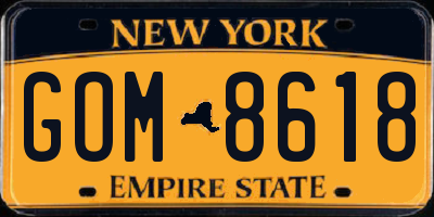 NY license plate GOM8618