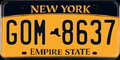 NY license plate GOM8637