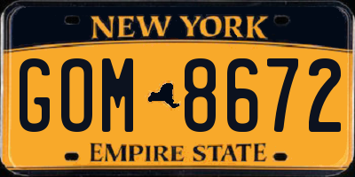 NY license plate GOM8672