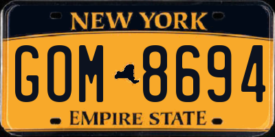NY license plate GOM8694