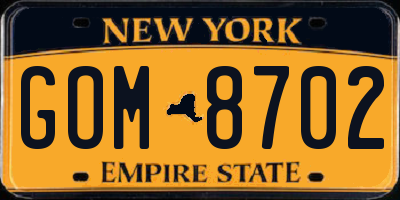 NY license plate GOM8702