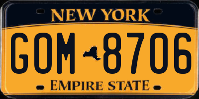 NY license plate GOM8706