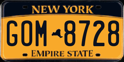 NY license plate GOM8728