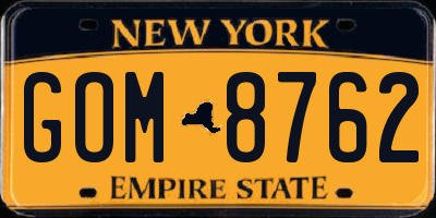 NY license plate GOM8762
