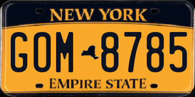 NY license plate GOM8785
