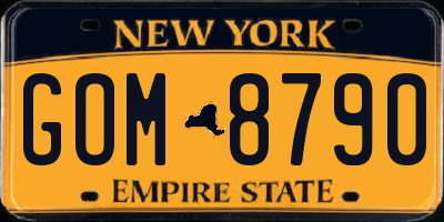 NY license plate GOM8790