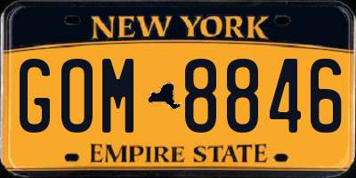 NY license plate GOM8846