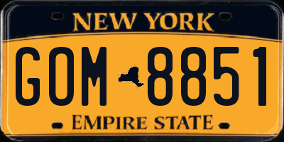 NY license plate GOM8851