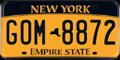 NY license plate GOM8872