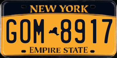 NY license plate GOM8917