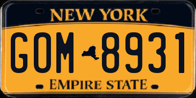 NY license plate GOM8931