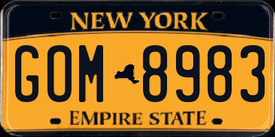 NY license plate GOM8983