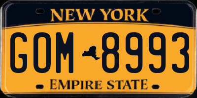 NY license plate GOM8993