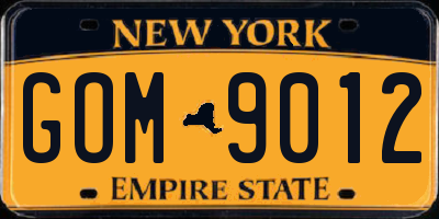NY license plate GOM9012