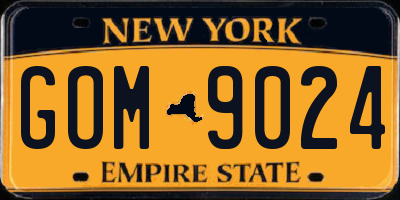 NY license plate GOM9024