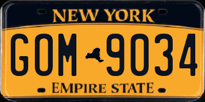NY license plate GOM9034