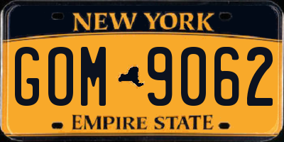 NY license plate GOM9062