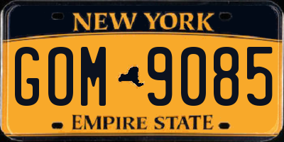 NY license plate GOM9085