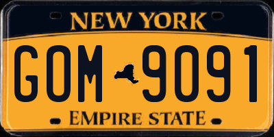 NY license plate GOM9091