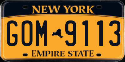 NY license plate GOM9113