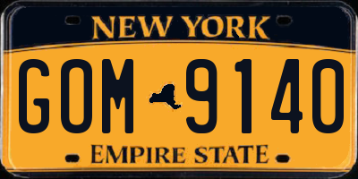 NY license plate GOM9140