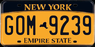 NY license plate GOM9239
