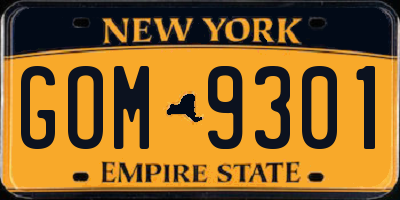 NY license plate GOM9301