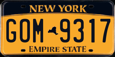 NY license plate GOM9317