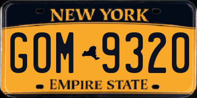 NY license plate GOM9320