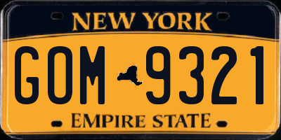 NY license plate GOM9321