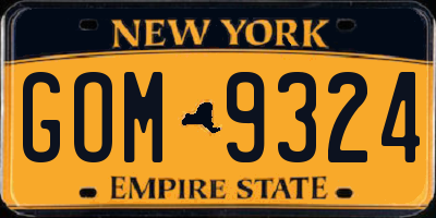 NY license plate GOM9324