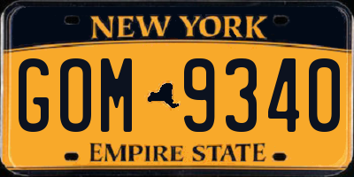 NY license plate GOM9340