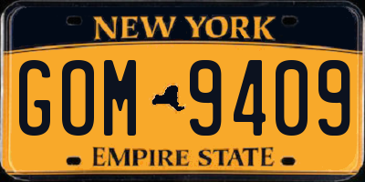 NY license plate GOM9409