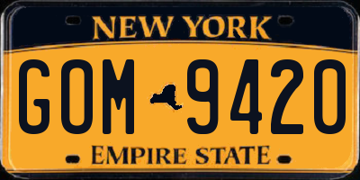 NY license plate GOM9420
