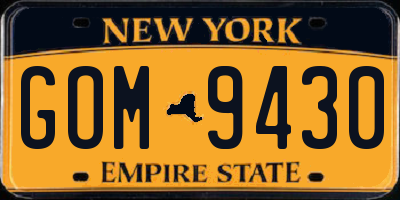 NY license plate GOM9430