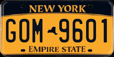 NY license plate GOM9601