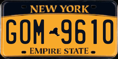 NY license plate GOM9610