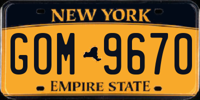 NY license plate GOM9670