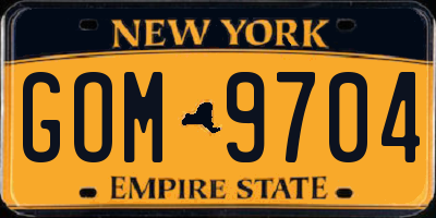 NY license plate GOM9704